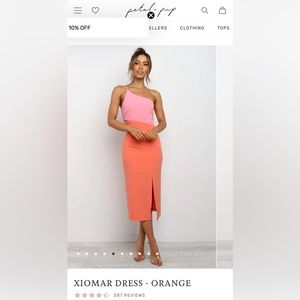Petal & Pup Xiomar pink & orange midi dress size 4